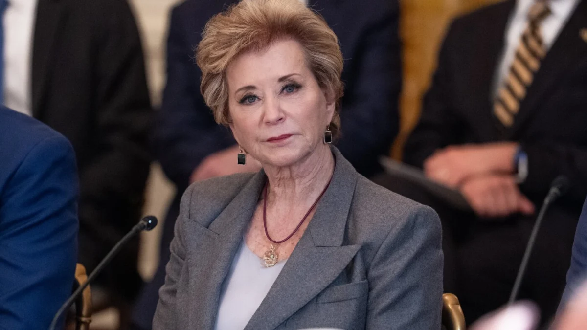 Education Secretary Linda McMahon speaks during a Senate hearing on Tuesday, April 28, 2026. (Photo by Aaron Schwartz/Bloomberg via Getty Images)
