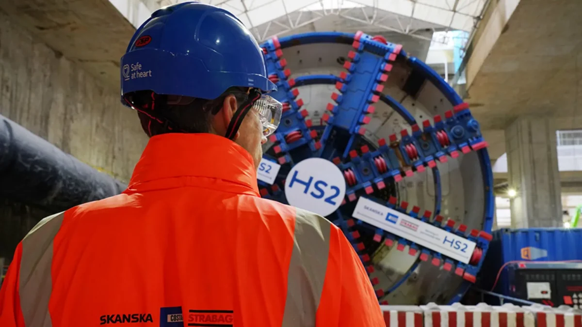 HS2 high-speed rail project construction site.