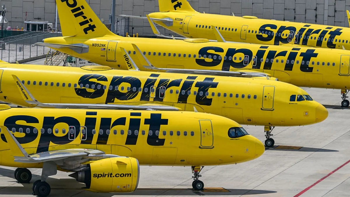 Spirit Airlines jets on the tarmac at Fort Lauderdale-Hollywood International Airport in Florida on May 2, 2026. Giorgio Viera/AFP via Getty Images