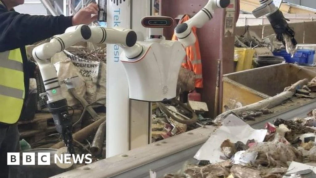 Robots are being trained to sort through waste on conveyor belts at recycling plants.