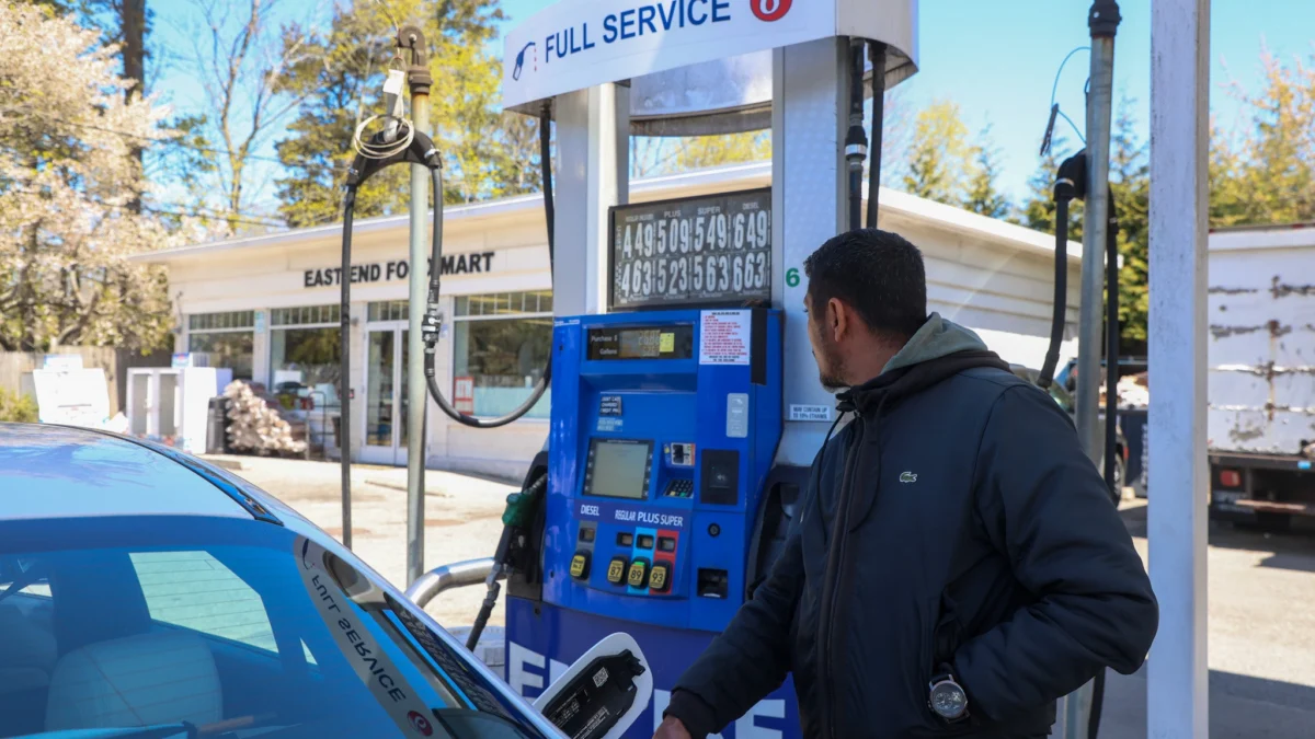 A sign displays the price of regular gasoline fuel at a Chevron gas station in Austin, Texas, on Tuesday, May 5, 2026. (Kaylee Greenlee/Bloomberg via Getty Images / Getty Images)