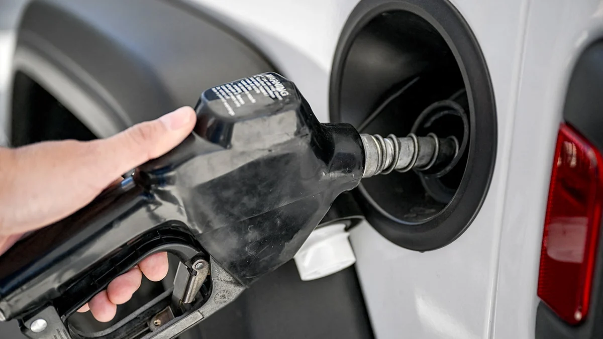 Fuel prices are displayed at a Brooklyn gas station on April 28, 2026, in New York City.