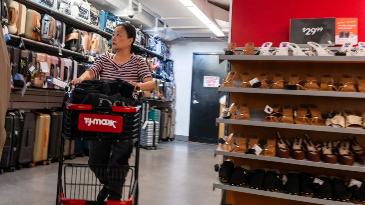 A customer shops in an American Eagle store in Miami on April 4, 2025. (Photo by Joe Raedle | Getty Images)
