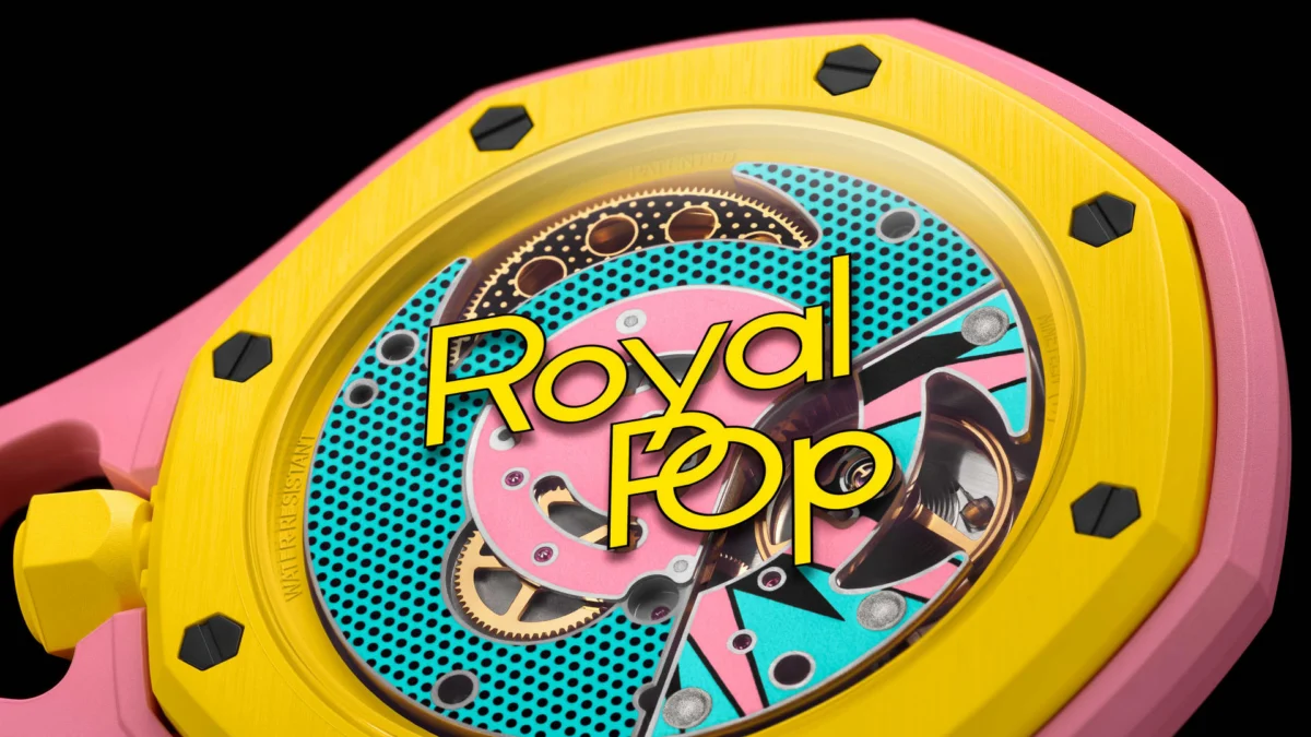 The Royal Pop watches from Audemars Piguet and Swatch.