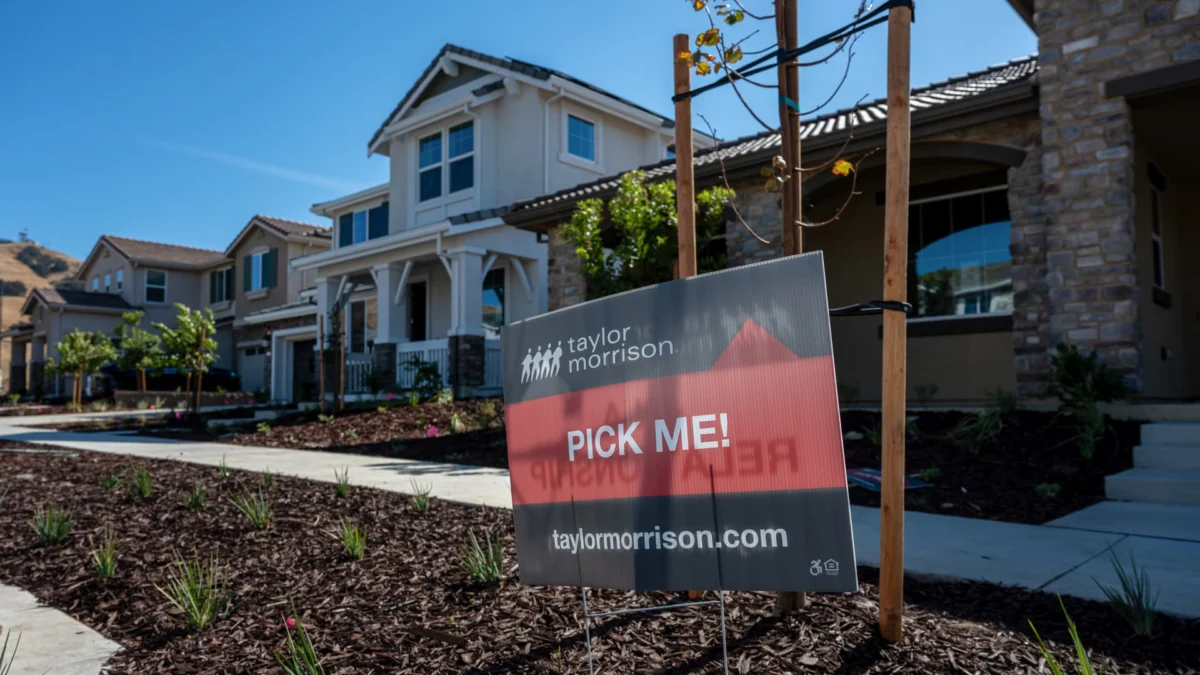 A construction site with new homes being built, symbolizing the homebuilding industry.