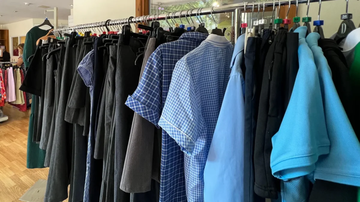 A Jersey family preparing for the new school year with uniforms and supplies