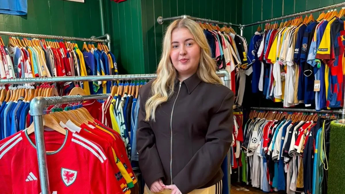 Eleri Williams runs a Cardiff vintage football shirt shop after building a £35,000 profit from online sales.